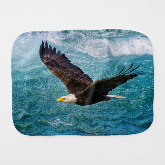 Eagle Soaring Above the Storm Baby Burp Cloth (Front Horizontal)