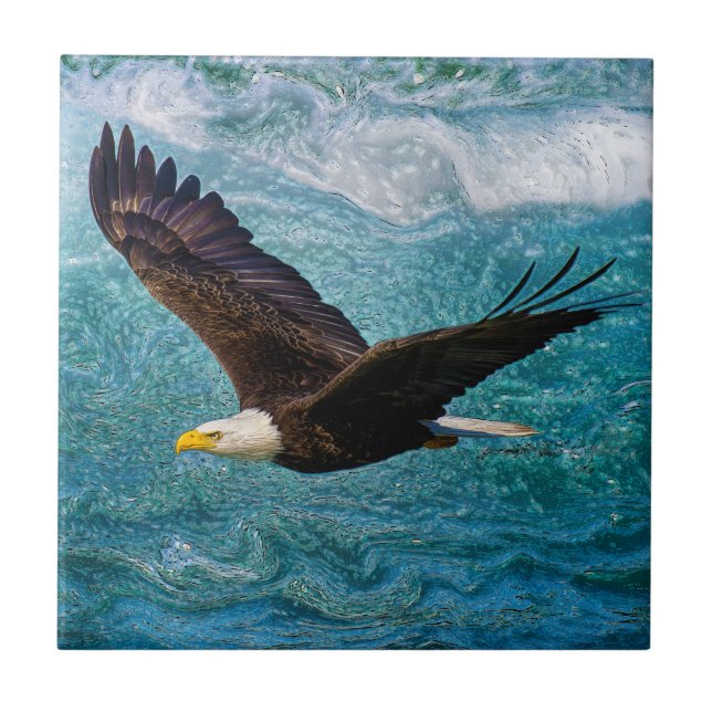 Eagle Soaring Above the Storm Ceramic Tile (Front)