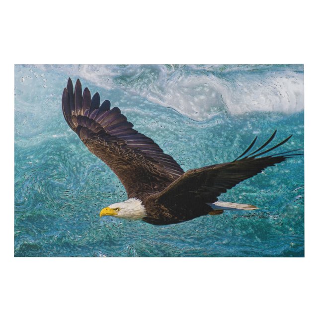Eagle Soaring Above the Storm Faux Canvas Print (Front)