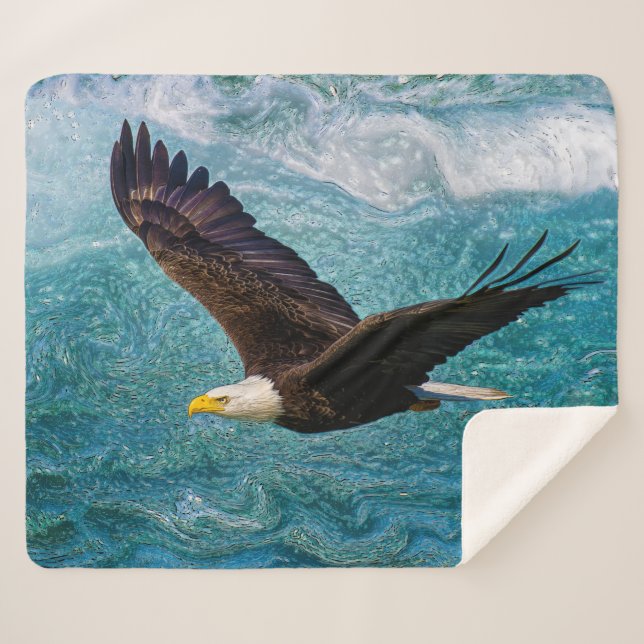 Eagle Soaring Above the Storm Sherpa Blanket (Front (Horizontal))
