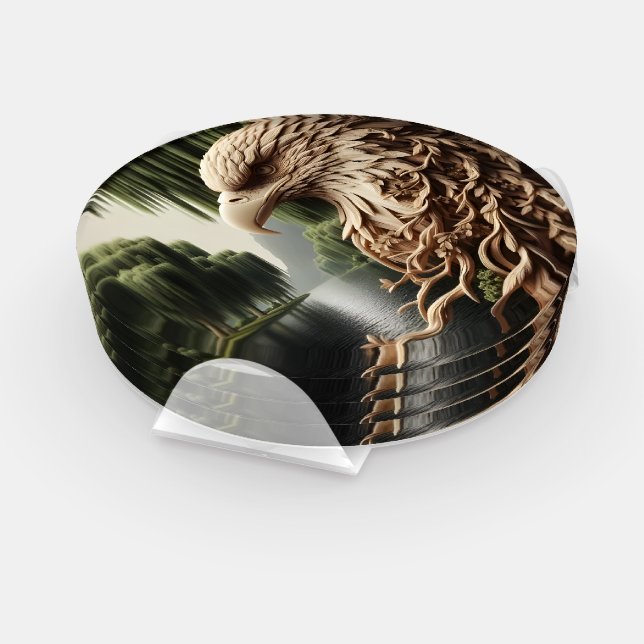 Eagle Soaring Amongst Tall Trees Coaster Set (Set)