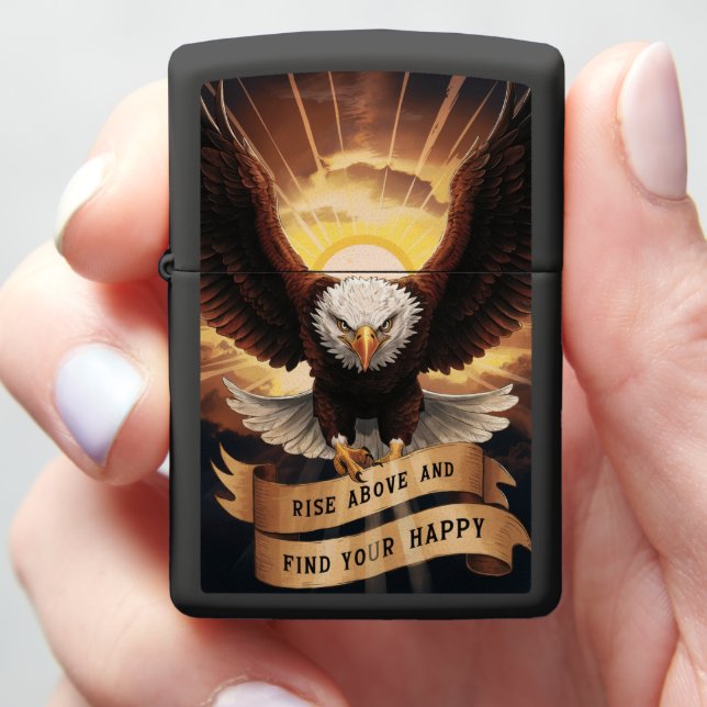 Eagle Soaring Into Sunrise Zippo Lighter (In Hand)
