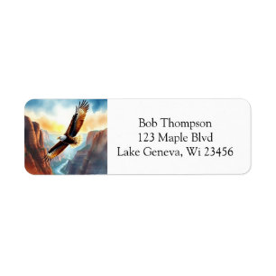 Eagle Soaring over Canyon Label