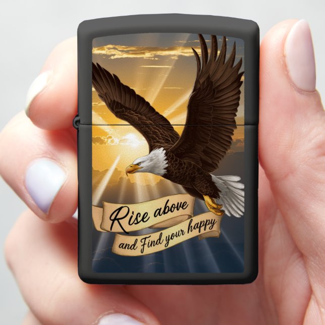 Eagle Soaring Towards Sunset Zippo Lighter (In Hand)