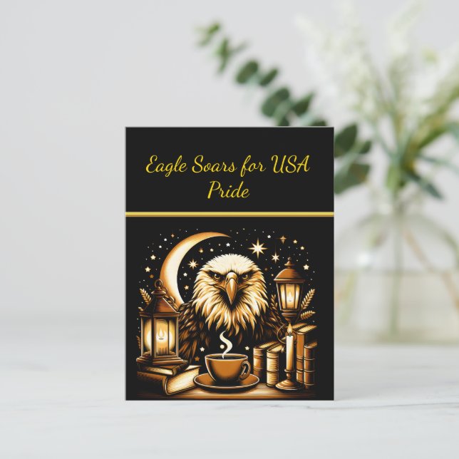 Eagle Soaring Under Stars Postcard (Standing Front)