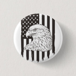 Eagle Soaring With American Flag Button