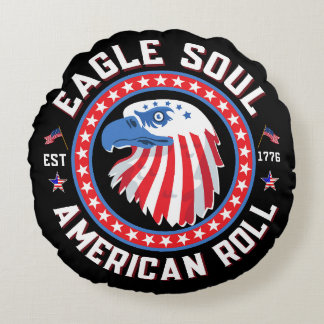 Eagle Soul American Roll 4th of July Celebration Round Pillow