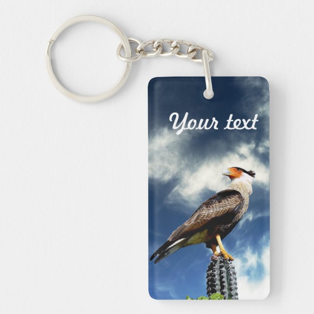 Eagle standing on a cactus keychain (Front)