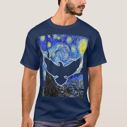 Eagle Starry Night Eagle Lover Van Gogh Eagle Bird T_Shirt