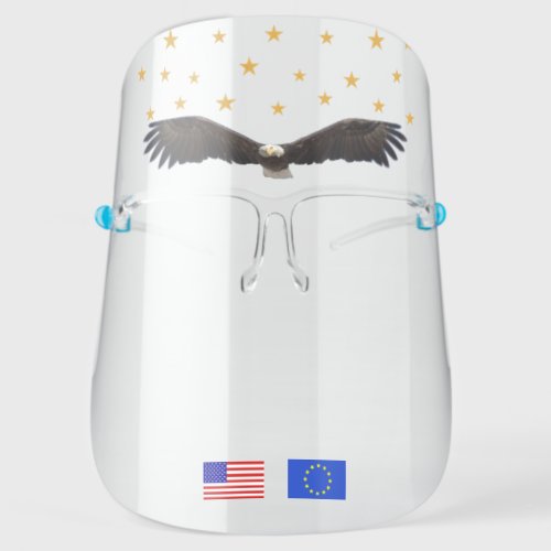 Eaglestars and customizable flags of the USA  EU Face Shield