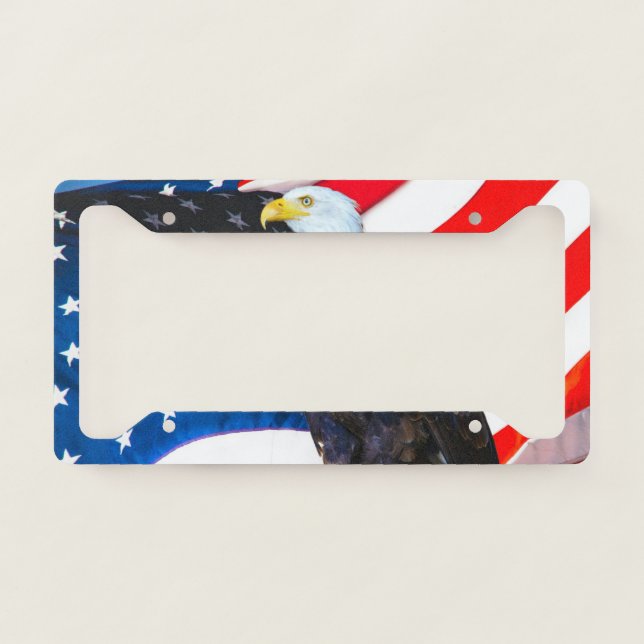Eagle Stars & Stripes American Flag Patriot License Plate Frame (Front)