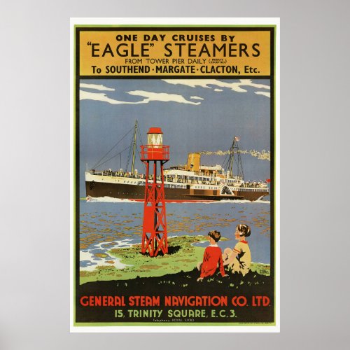 Eagle Steamers UK Vintage Poster 1935