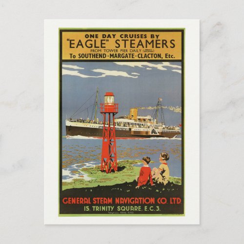 Eagle Steamers UK Vintage Poster 1935 Postcard