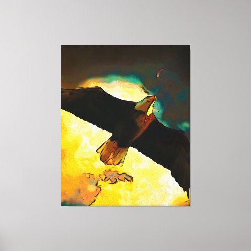 Eagle Storm _ Flying Bald Eagle Fantasy Art Canvas Print