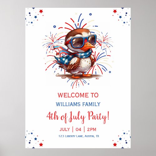 Eagle Summer Party Patriotic USA 4th of July  Poster