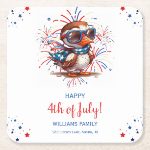 Eagle Summer Party Patriotic USA 4th of July Square Paper Coaster
