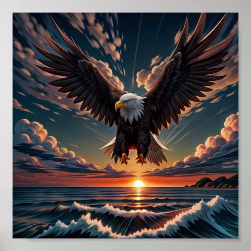 Eagle sunset poster