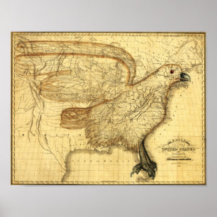 Eagle Superimposed on the United States Poster