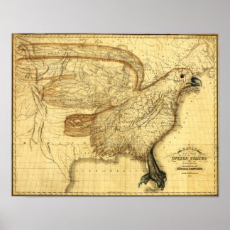 Eagle Superimposed on the United States Poster