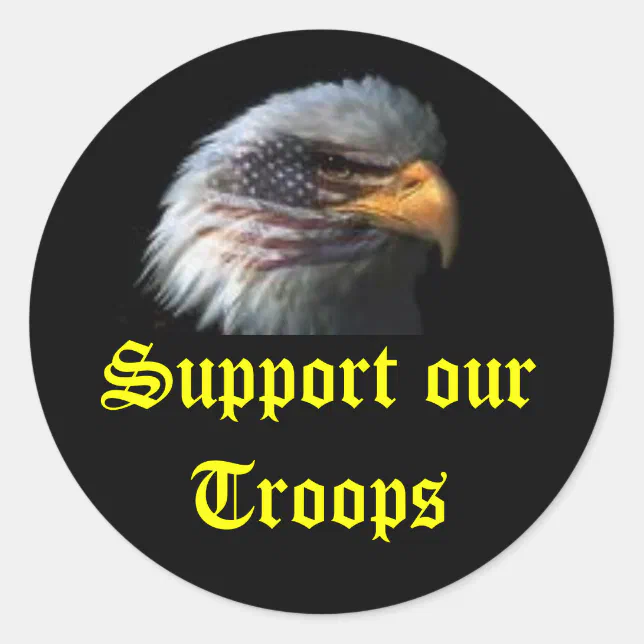 eagle, Support our Troops Classic Round Sticker (Front)