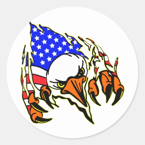 Eagle Tearout W American Flag Tattoo Classic Round Sticker