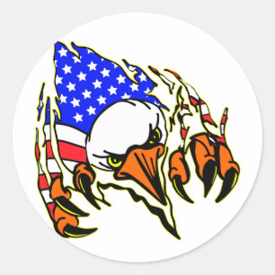 Eagle Tearout W/ American Flag Tattoo Classic Round Sticker