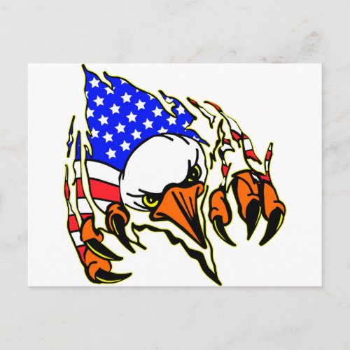 Eagle Tearout W American Flag Tattoo Postcard