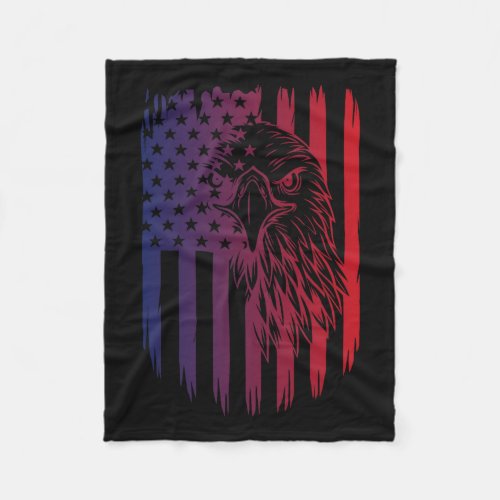 Eagle Tee 4th Of July Usa American Flag Women Men  Fleece Blanket