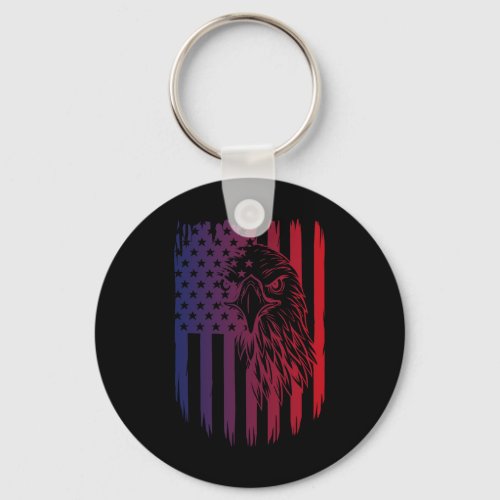 Eagle Tee 4th Of July Usa American Flag Women Men  Keychain
