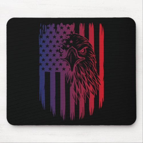 Eagle Tee 4th Of July Usa American Flag Women Men  Mouse Pad