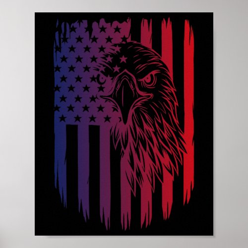 Eagle Tee 4th Of July Usa American Flag Women Men  Poster