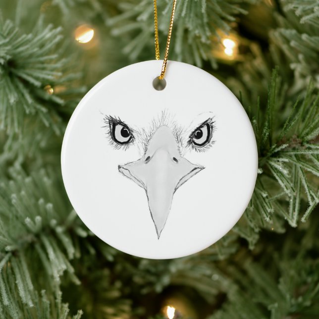 EAGLE - THE FACE OF FREEDOM B+W Ceramic Ornament (Tree)