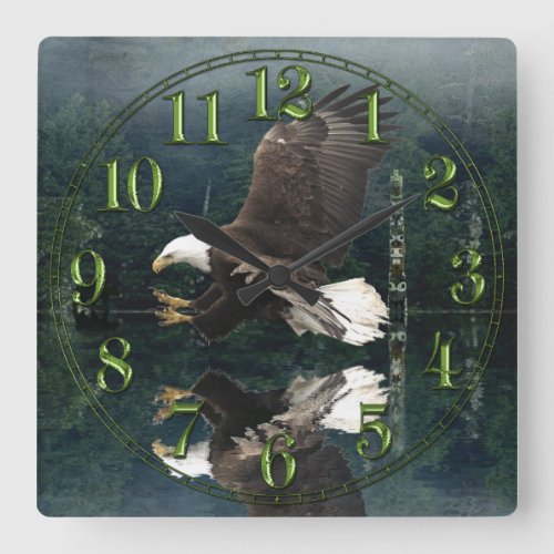 Eagle Totem Pole  Forest Fantasy Art Clock
