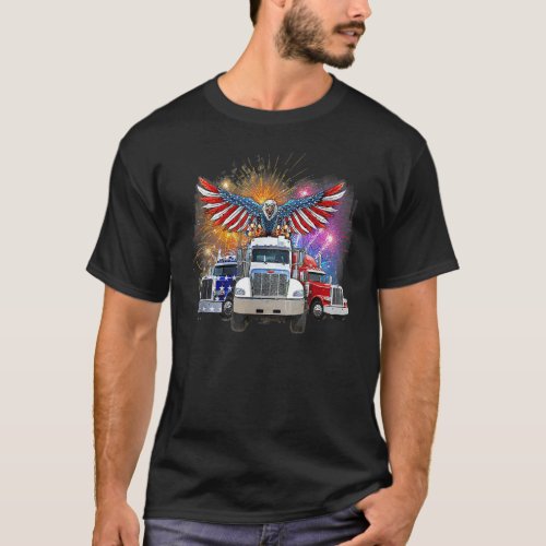 Eagle Trucker Firework American Flag Patriotic Tru T_Shirt