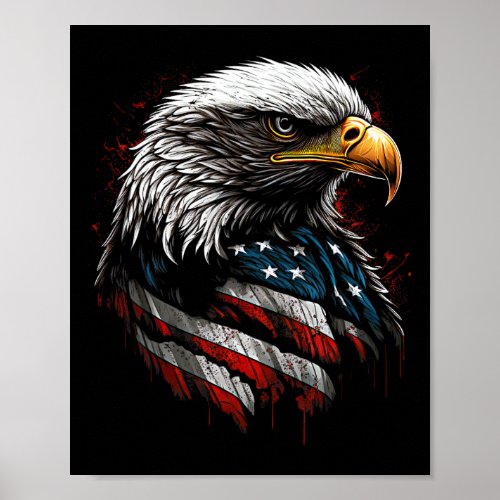 Eagle Us American Flag 4th Of July Men Women Boys  Poster