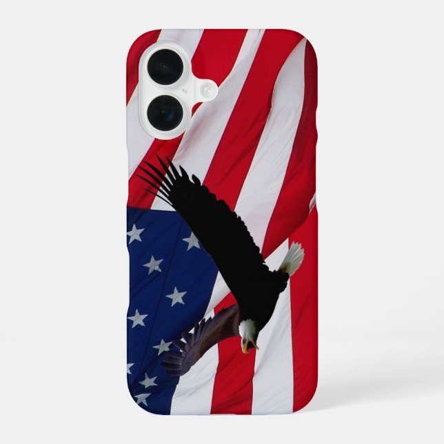Eagle US Flag on Windy Day Iphone Case (Back)