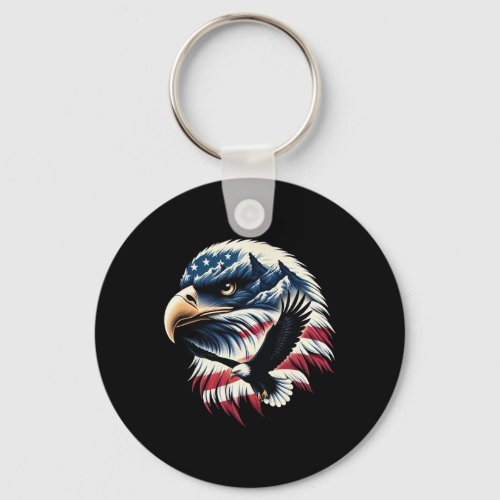 Eagle Usa Flag 4th Of July Man Woman Art  Keychain