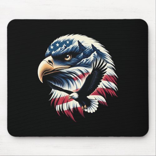 Eagle Usa Flag 4th Of July Man Woman Art  Mouse Pad