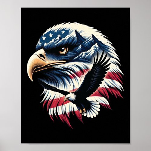 Eagle Usa Flag 4th Of July Man Woman Art  Poster