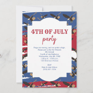 Eagle USA Patriotic American Flag 4th July Party Invitation