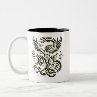 "Eagle vs Snake Design Mug" #mug Two-Tone Coffee Mug