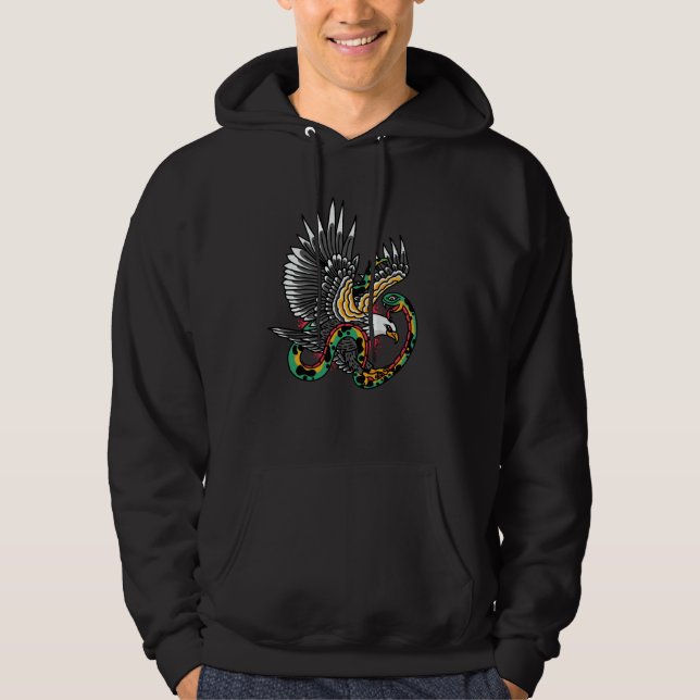 Eagle vs Snake Tattoo Design Hoodie (Front)