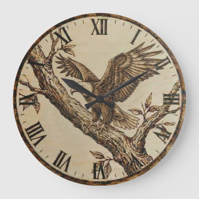Eagle Wall Clock - Symbol of Strength (Front)
