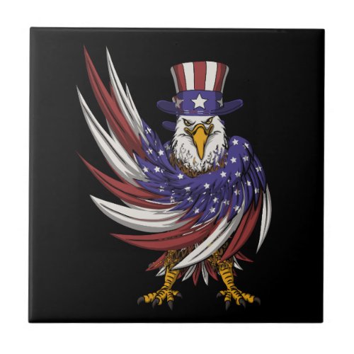 eagle wearing a uncle sam hat vector illustration ceramic tile