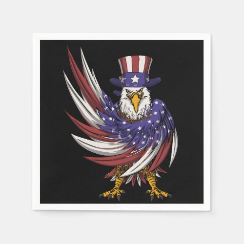 eagle wearing a uncle sam hat vector illustration napkins