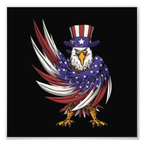 eagle wearing a uncle sam hat vector illustration photo print