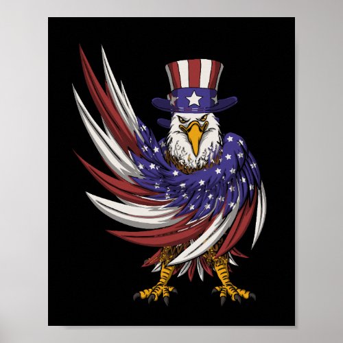 eagle wearing a uncle sam hat vector illustration poster