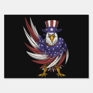 eagle wearing a uncle sam hat vector illustration sign