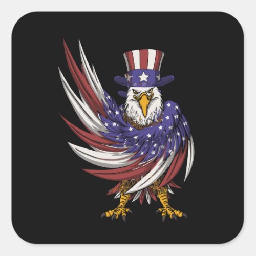 eagle wearing a uncle sam hat vector illustration square sticker