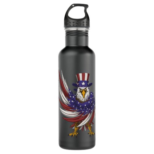 eagle wearing a uncle sam hat vector illustration stainless steel water bottle